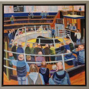 Bald Heads and Bulls , original painting of farmers' auction