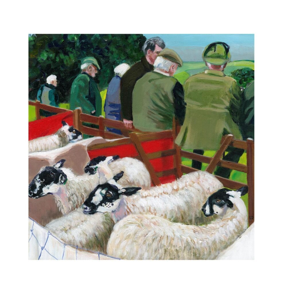 sheep agricultural show Yorkshire Dales art print livestock show ewe rosette rural life painting