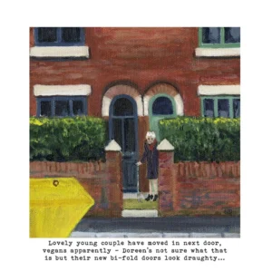 Art print of Doreen one of my Owd Lasses series with funny caption