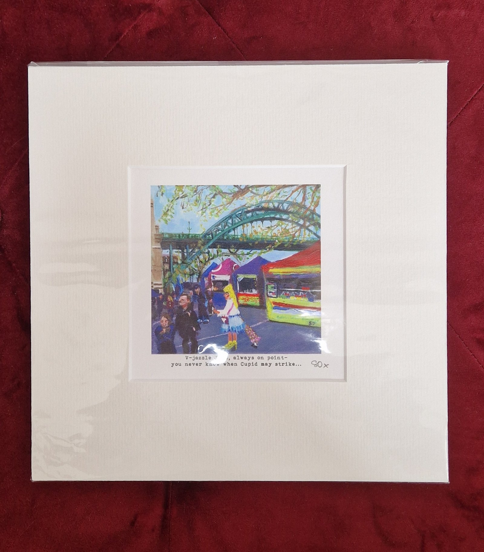 War of the Roses signed giclée print by Sue Dewhurst in a cream archival acid-free 25cm x 25cm mount
