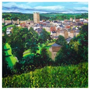 Richmond Yorkshire castle view art print Maison Dieu Swaledale Coast to Coast walk landscape painting