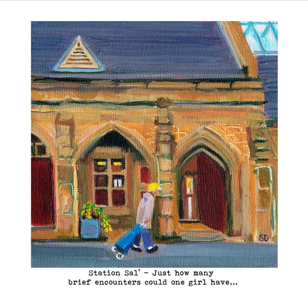 Station Sal Owd Lasses signed giclée art print by Sue Dewhurst