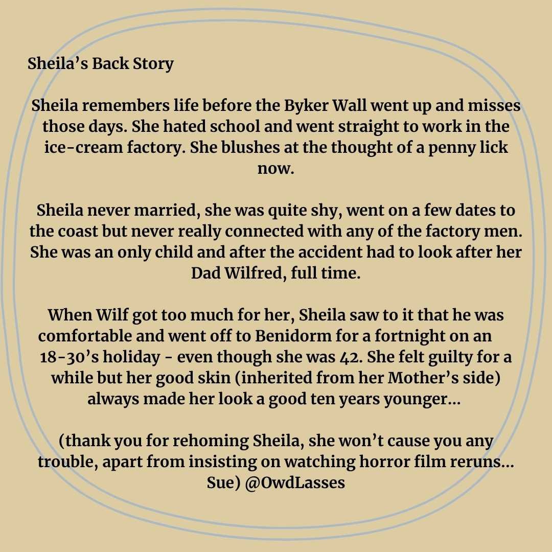 Back story for Shields Road Sheila Owd lass painting by Sue Dewhurst