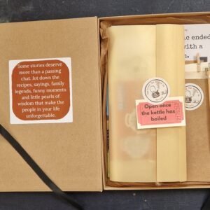 Stick the Kettle On conversation gift kit with cards, notebook, art card, badge, membership card, bamboo pen, tea and nostalgic ephemera