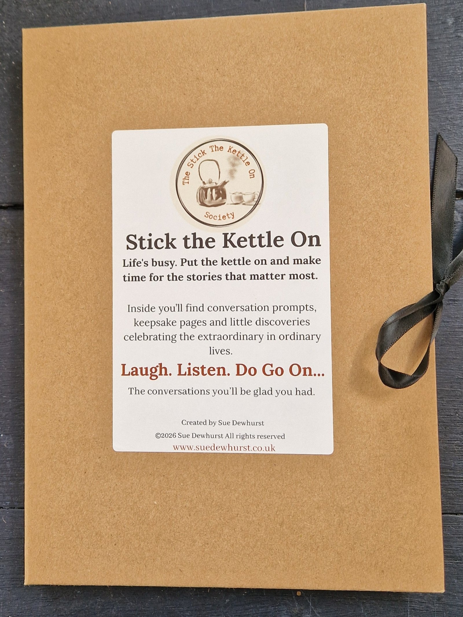 Stick the Kettle On Society conversation and storytelling gift box with illustrated label