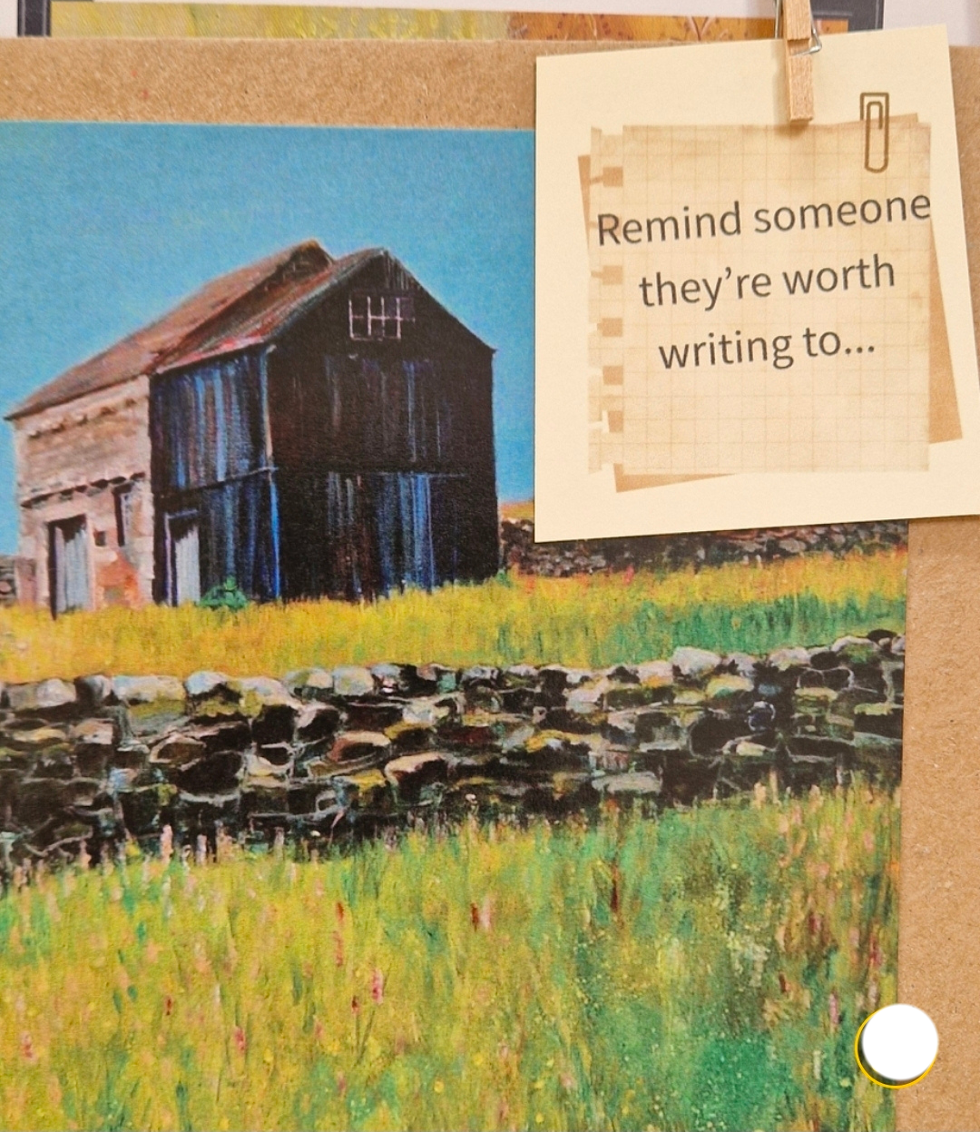 Sue Dewhurst stamped art card included in Stick the Kettle On gift kit