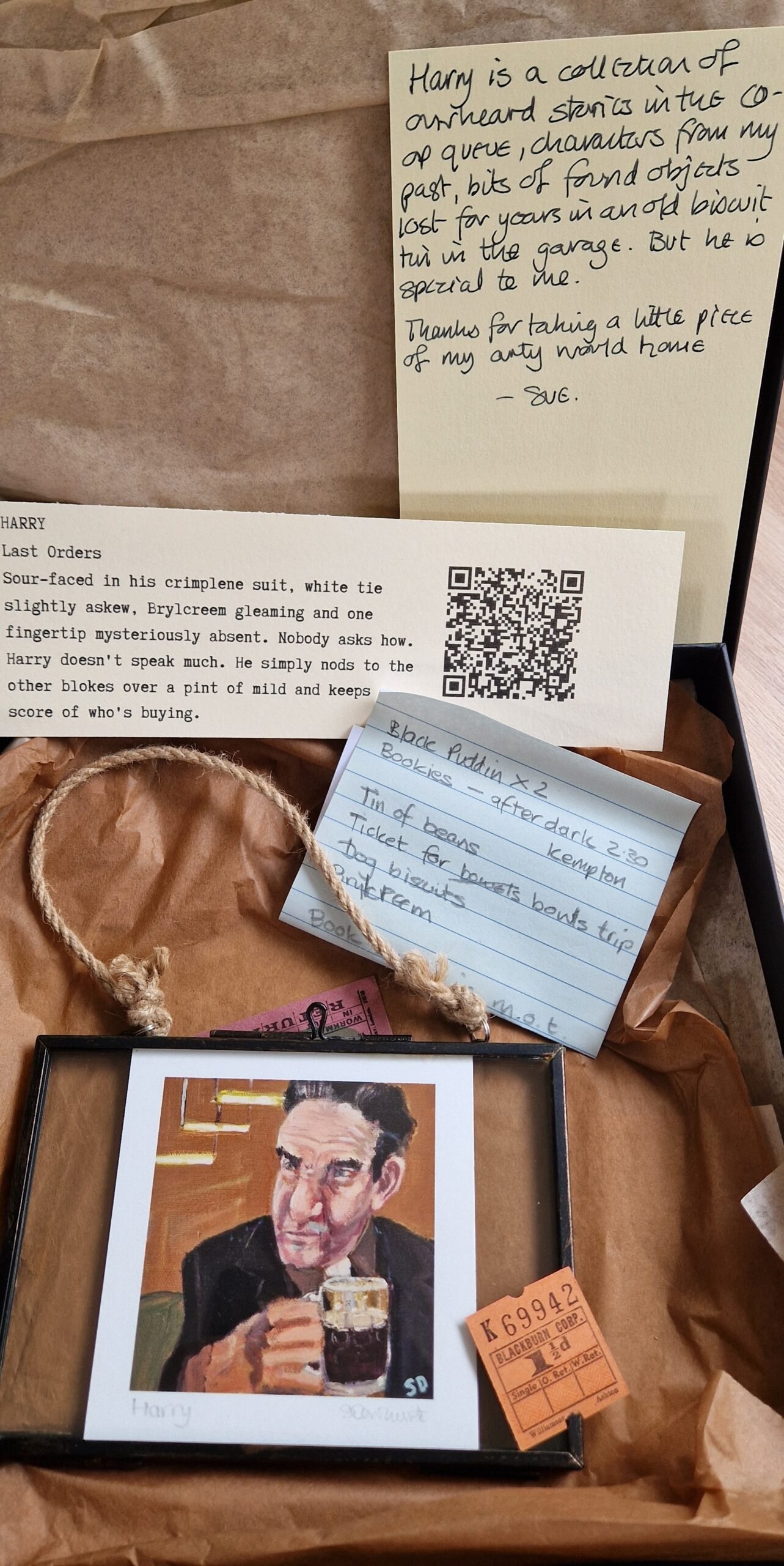 Harry Little Relic with clocking-in card, handwritten note and nostalgic ephemera