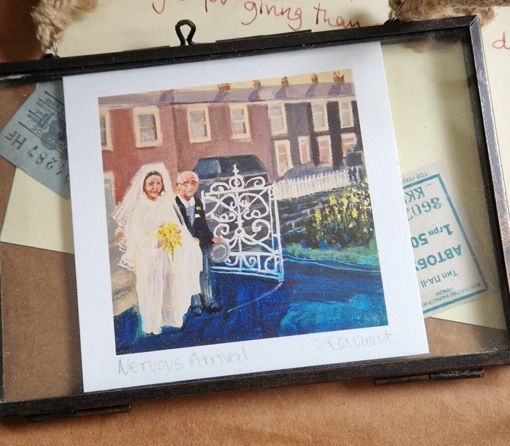 The Nervous Arrival nervous bride art print Little Relic box by Sue Dewhurst