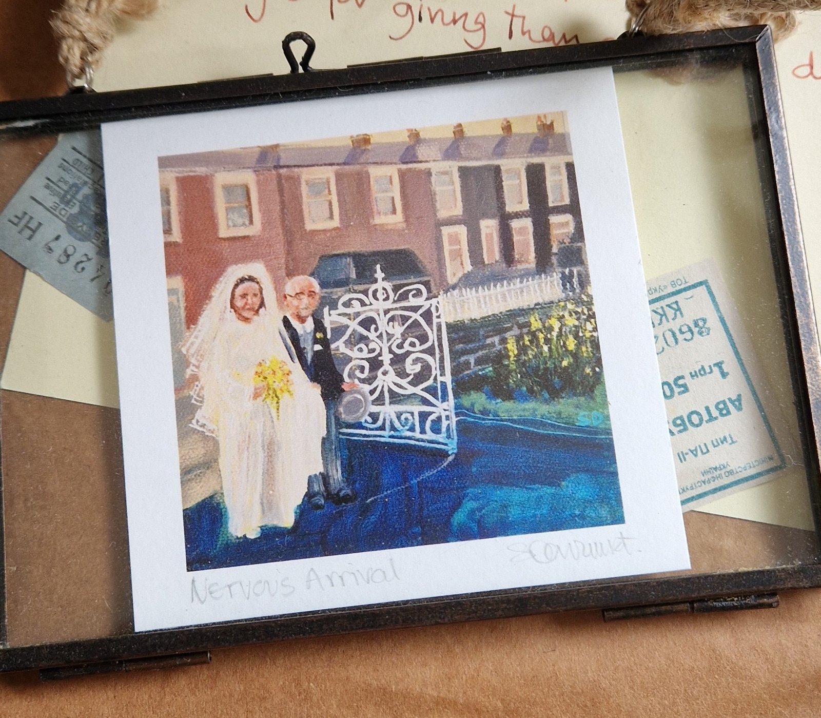 The Nervous Arrival nervous bride art print Little Relic box by Sue Dewhurst