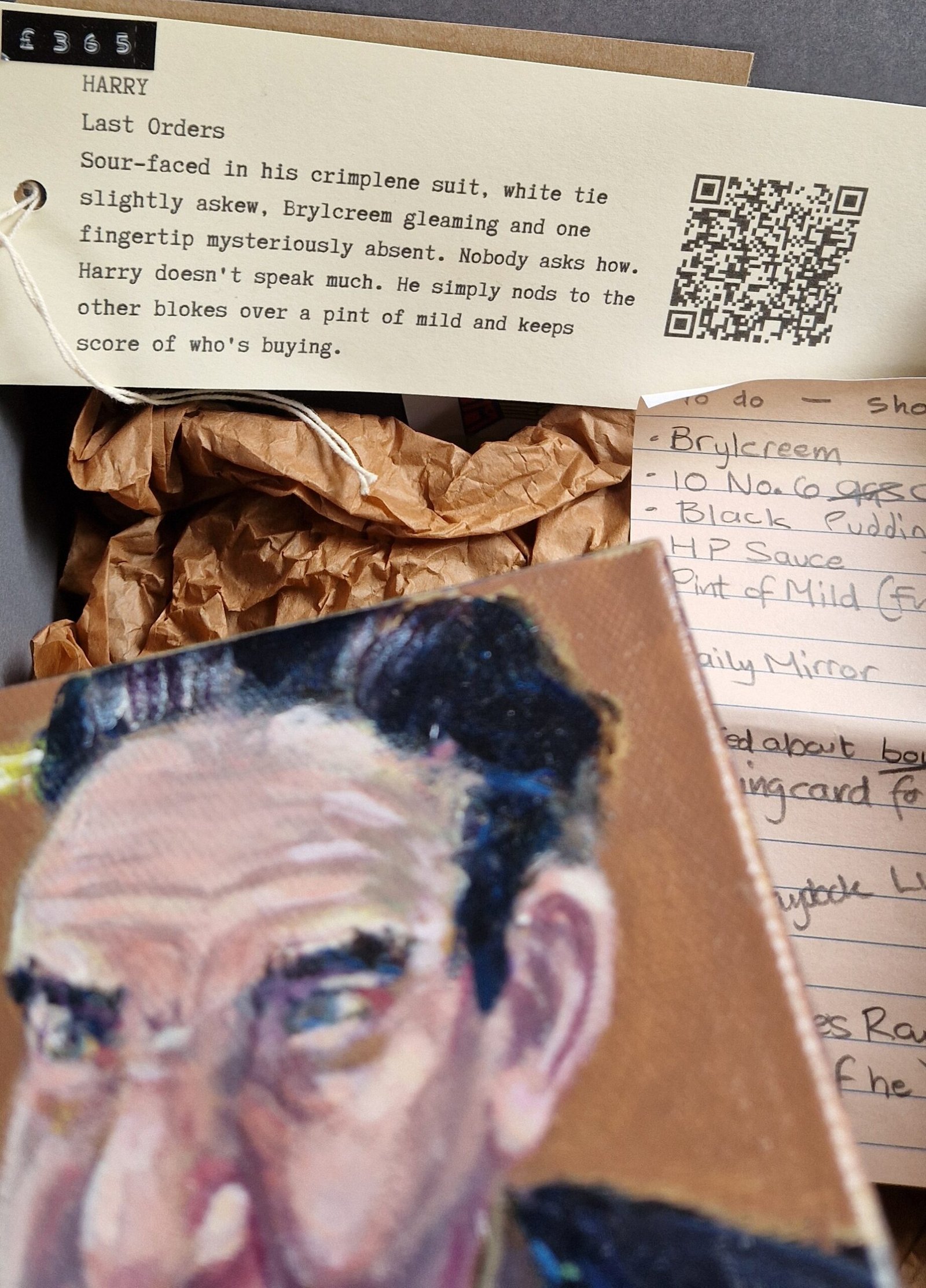Back story and QR code playlist for Harry's relic box