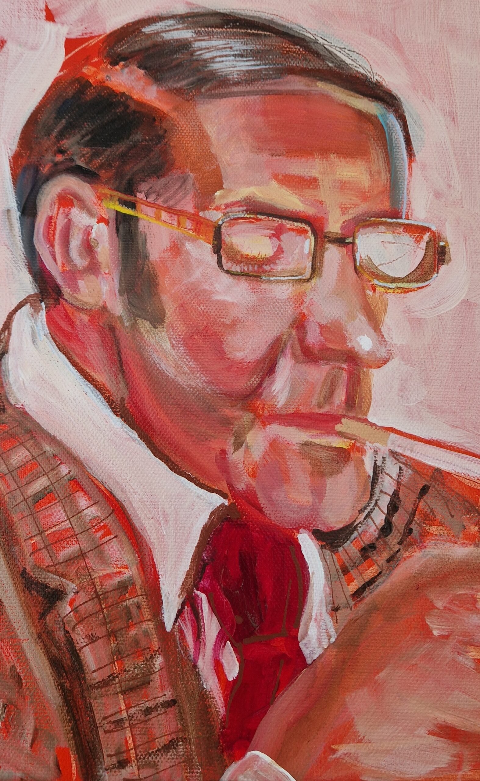 Close-up detail of Ronnie character painting by Sue Dewhurst
