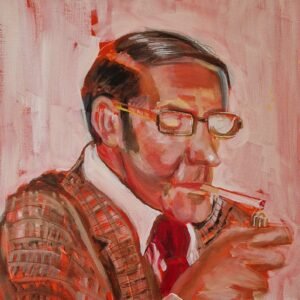 Ronnie original Northern character painting from The Flat Series by Sue Dewhurst