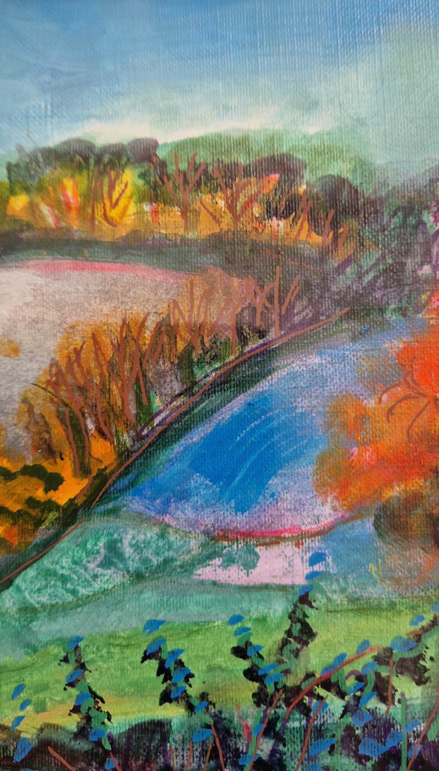 Fire Tree – Original Mixed Media Landscape - Image 2